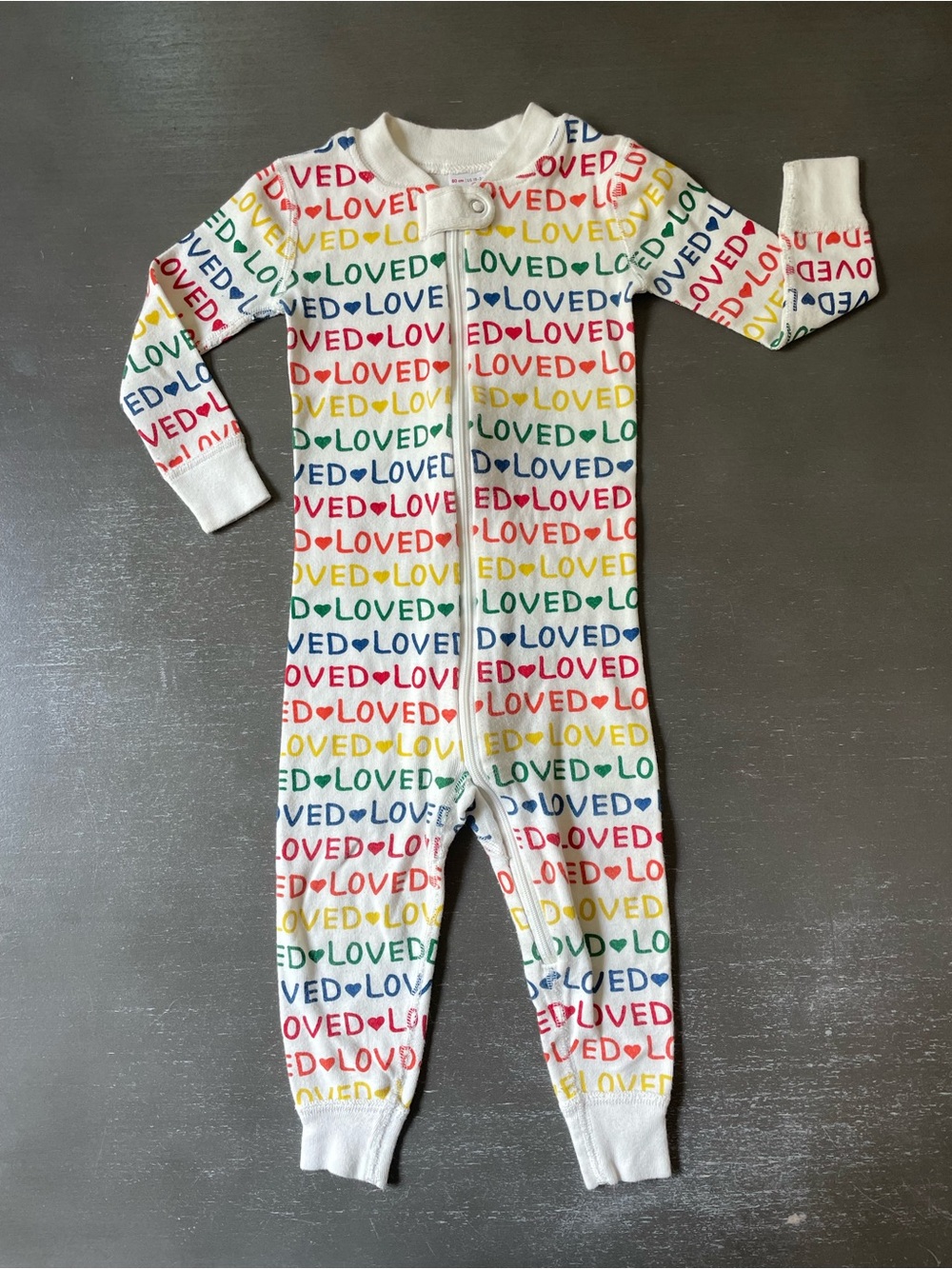 18-24m Hanna Andersson Rainbow 'LOVED' Organic Cotton Zippy